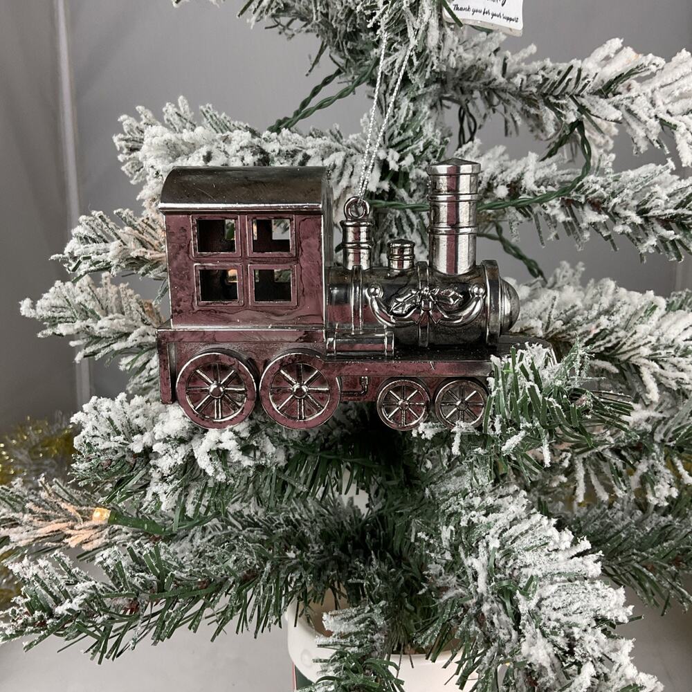 Christmas Ornament-Chrome Train Christmas Ornament- The Bridge Collection